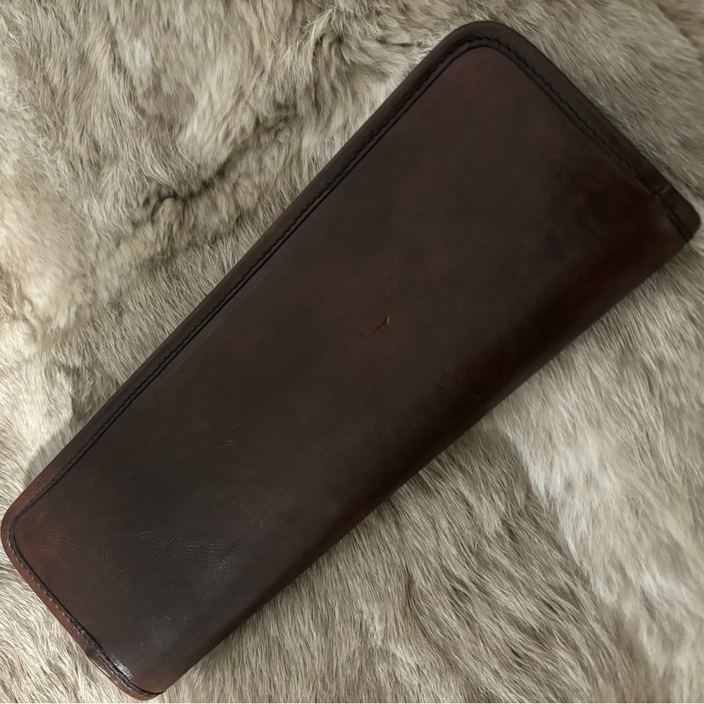 Authentic YSL Calf Hair Brown Leather Clutch Bag Yves Saint Laurent - Picture 10 of 15